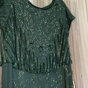 Green embroidered short sleeve dress